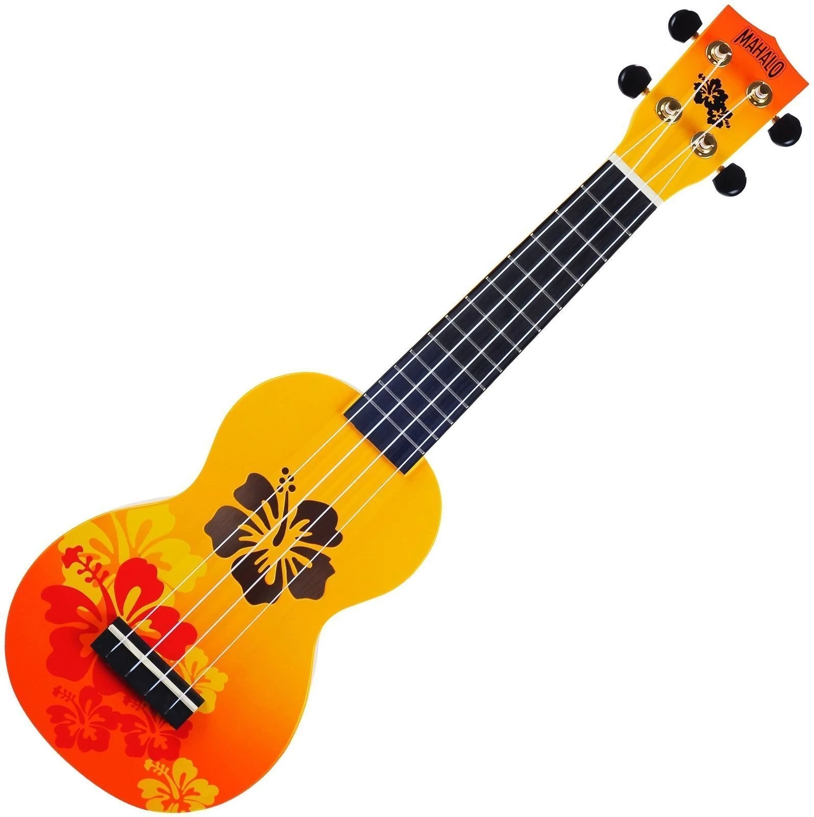 Mahalo MD1HB-ORB  Hibiscus Szoprán ukulele puhatokkal Hibiscus Orange Burst