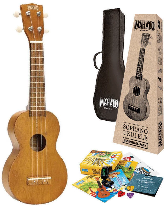 Mahalo MK1-TBR-K Transparent Brown Essential szoprán ukulele szett