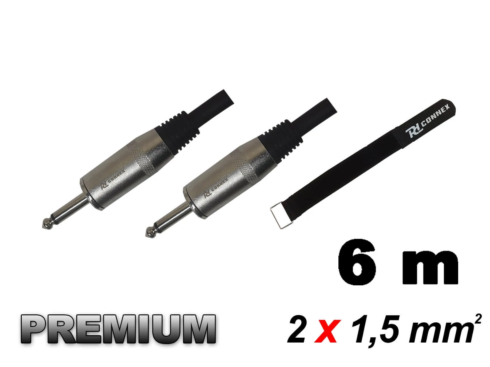 Power Dynamics PD Connex (Jack - Jack) (2x1,5mm2) + tépőzár Prémium hangfalkábel 6m