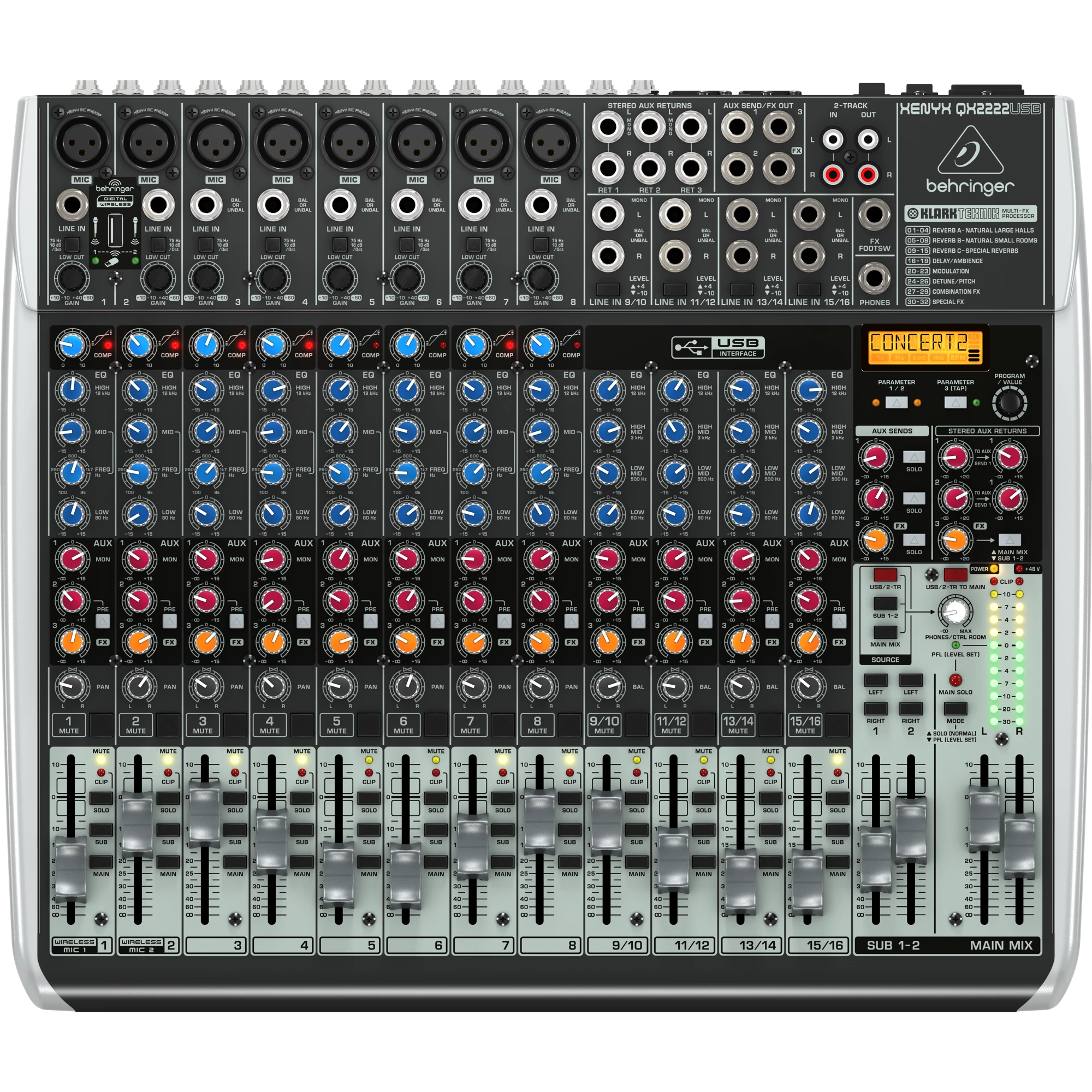 Behringer XENYX QX2222 USB 22 csatornás keverő