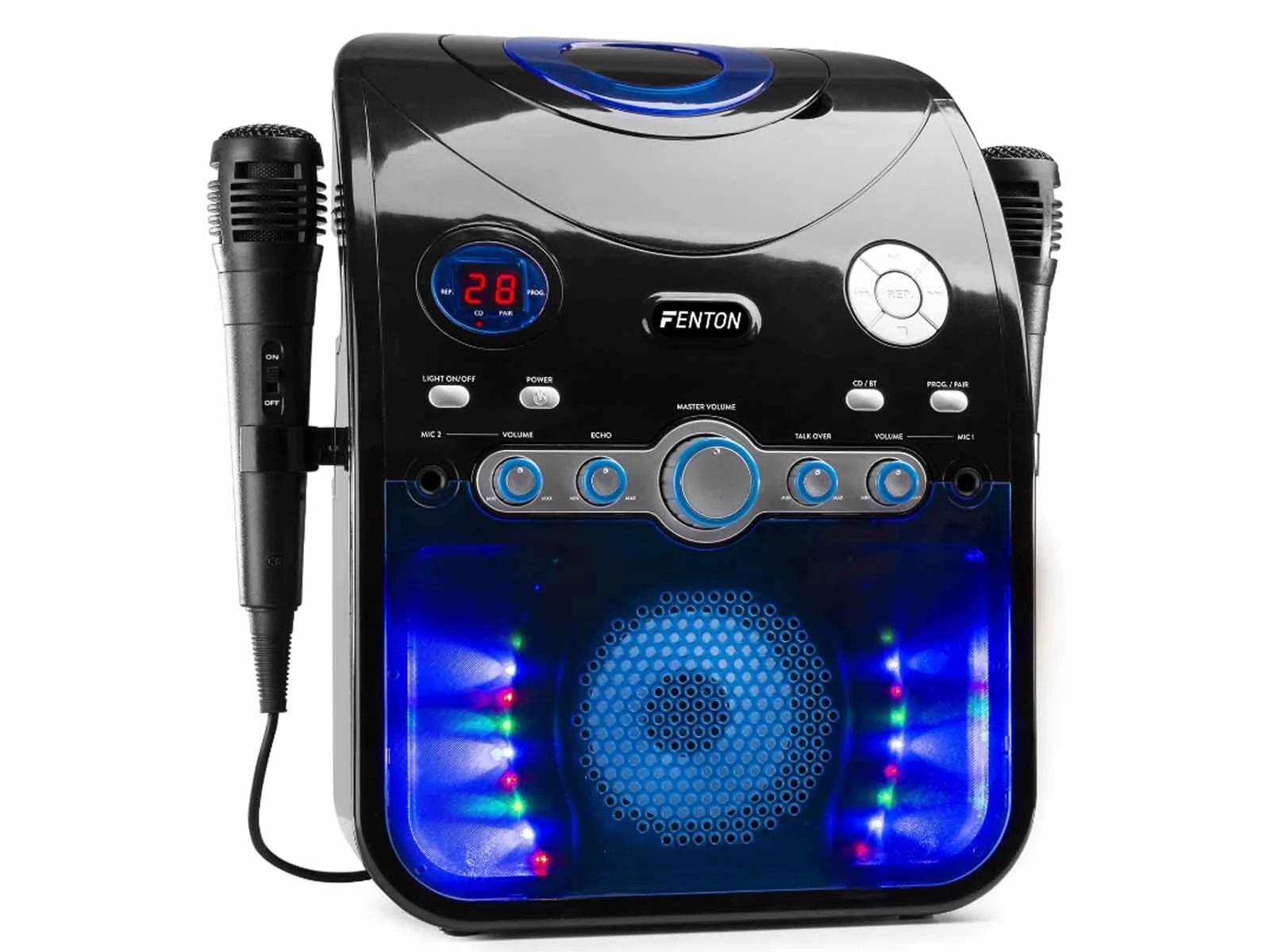 Fenton SBS20BL karaoke party hangfal (Bluetooth, USB, CD, 2x Mikrofon)