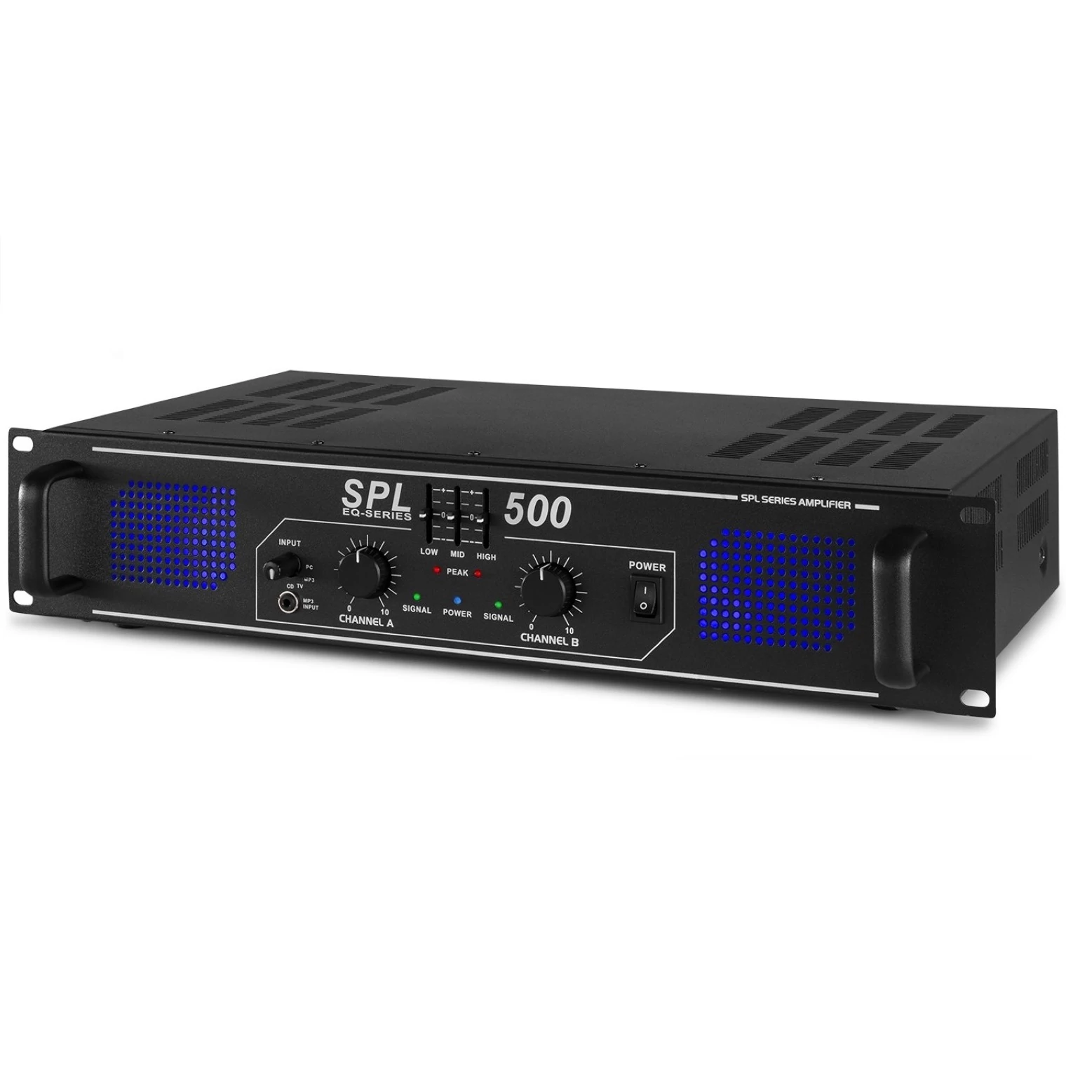 SkyTec SPL-500 végfok erősítő 2x250W EQ (Equalizer)