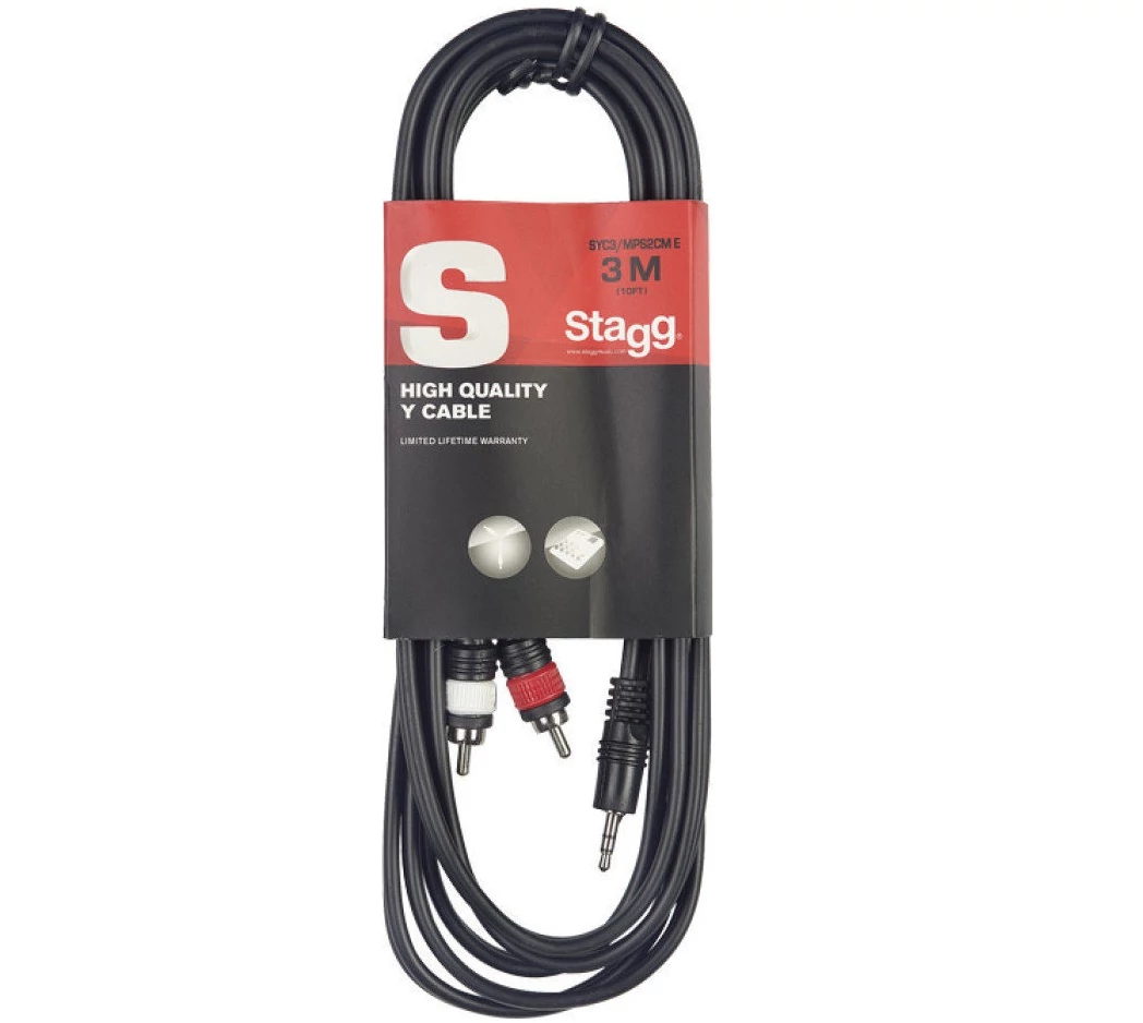 Stagg SYC3/MPSB2CM E, 3,5 jack-2xRCA kábel 3m