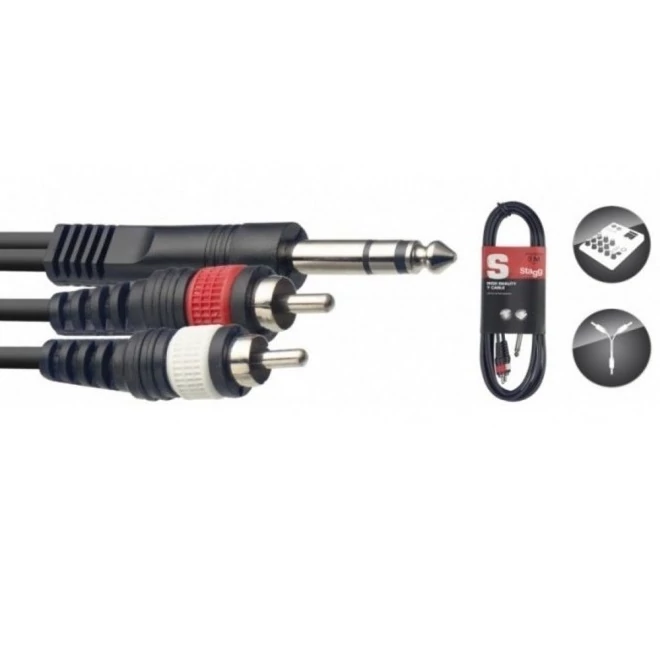 Stagg SYC3/PS2CM E 3,5mm jack/2xRCA kábel 3 m