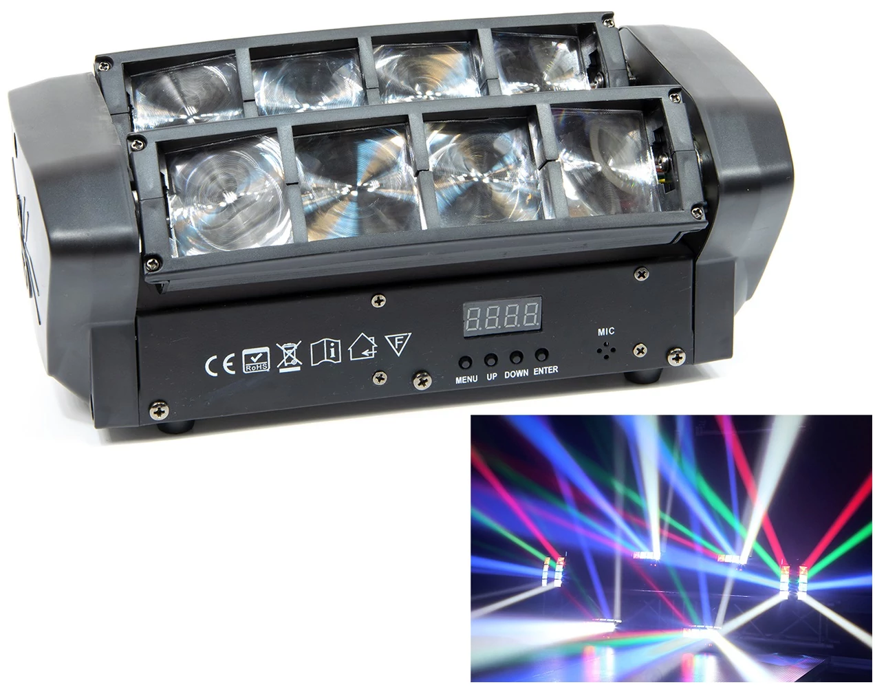 Thunder ZZD-08, 8x3W LED Spider fényeffekt, robotlámpa, DMX és hangvezérlés