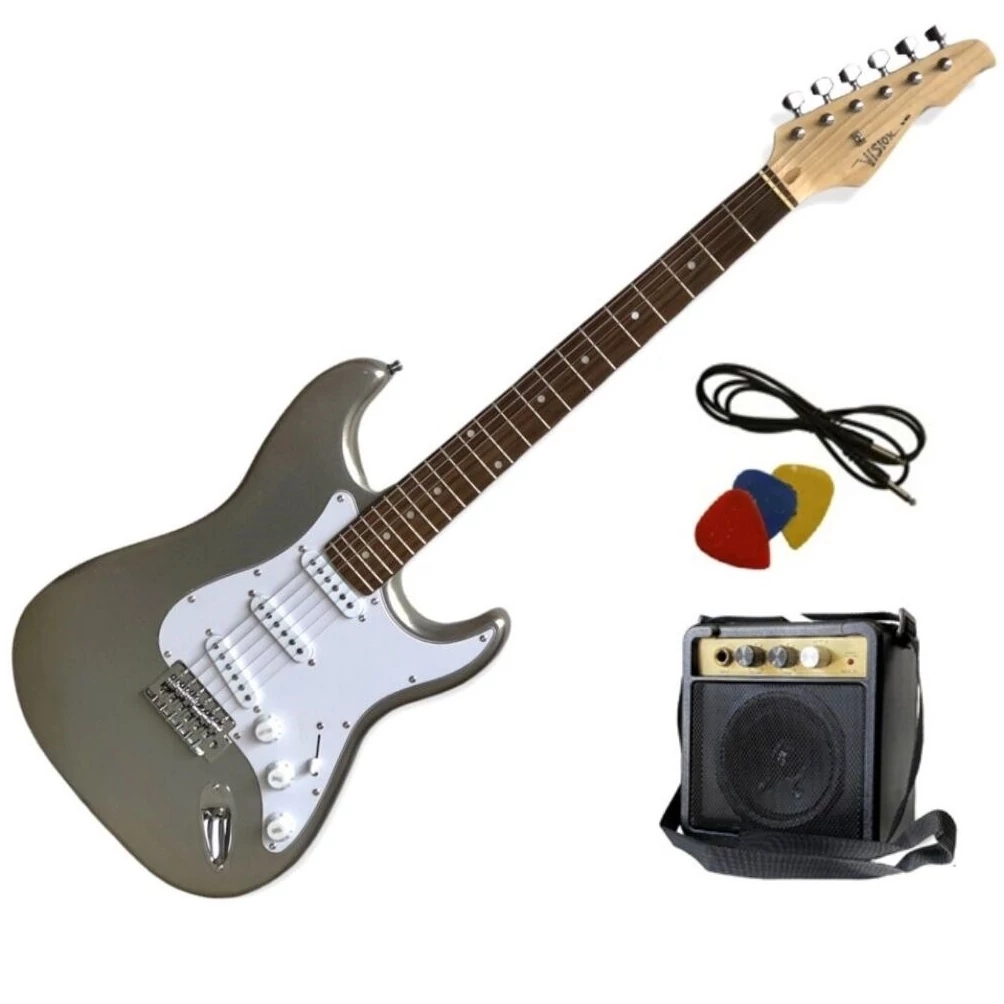 Vision ST5 Silver elektromos gitár + Mini gitárerősítő Szett