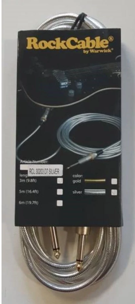 Warwick Rockcable RCL 30203 D7 Silver hangszerkábel 3m