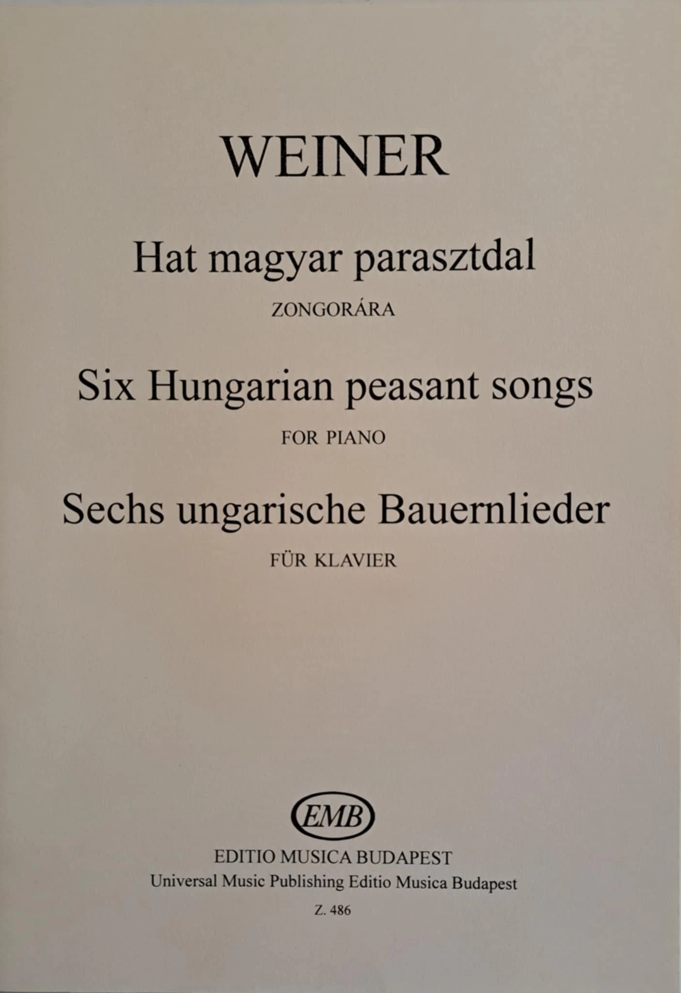 Weiner Hat magyar parasztdal zongorára